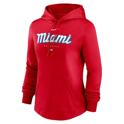 Shop Nike Red Miami Marlins City Connect Pregame Performance Pullover Hoodie