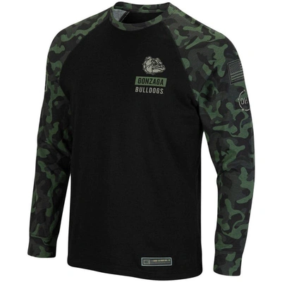 Shop Colosseum Black Gonzaga Bulldogs Oht Military Appreciation Camo Raglan Long Sleeve T-shirt