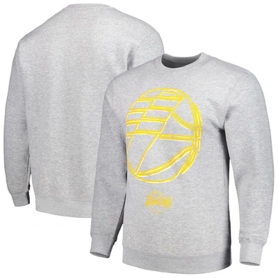 Shop Stadium Essentials Unisex   Heather Gray Los Angeles Lakers Element Logo Pop Pullover Sweatshirt
