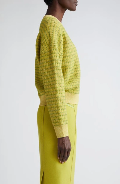 Shop St John St. John Collection Bicolor Textured Sweater In Yellow/green/chartreuse Multi