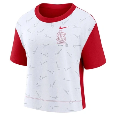 Shop Nike Red/white St. Louis Cardinals Line Up High Hip Fashion T-shirt