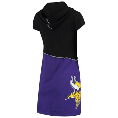 Shop Refried Apparel Black/purple Minnesota Vikings Sustainable Hooded Mini Dress