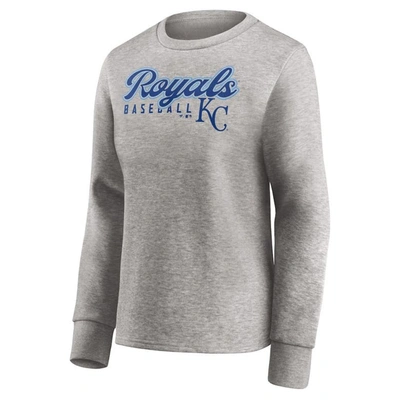 Shop Fanatics Branded Heathered Gray Kansas City Royals Crew Pullover Sweater In Heather Gray