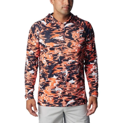 Shop Columbia Navy Auburn Tigers Pfg Terminal Tackle Omni-shade Rippled Long Sleeve Hooded T-shirt