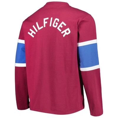 Shop Tommy Hilfiger Burgundy Colorado Avalanche Walter Lace-up Long Sleeve Top
