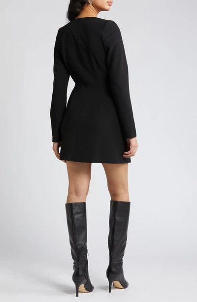 Shop Open Edit Long Sleeve Double Breasted Blazer Minidress In Black