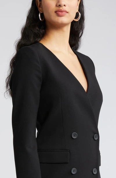 Shop Open Edit Long Sleeve Double Breasted Blazer Minidress In Black