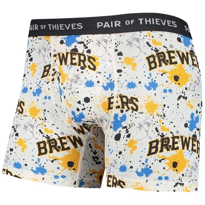 Shop Pair Of Thieves White/navy Milwaukee Brewers Super Fit 2-pack Boxer Briefs Set