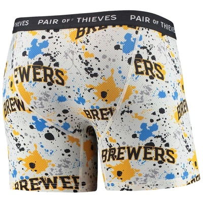 Shop Pair Of Thieves White/navy Milwaukee Brewers Super Fit 2-pack Boxer Briefs Set