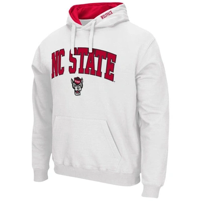 Colosseum Men's  White Nc State Wolfpack Arch And Logo 3.0 Pullover Hoodie In White