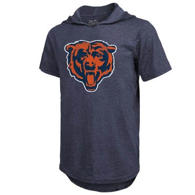 Shop Majestic Threads Justin Fields Navy Chicago Bears Player Name & Number Tri-blend Slim Fit Hoodie T-s