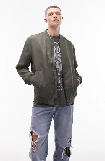 Shop Topman Icon Bomber Jacket In Khaki/ Olive