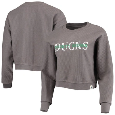 Shop League Collegiate Wear Graphite Oregon Ducks Classic Corded Timber Crop Pullover Sweatshirt