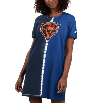 Shop Starter Navy Chicago Bears Ace Tie-dye T-shirt Dress