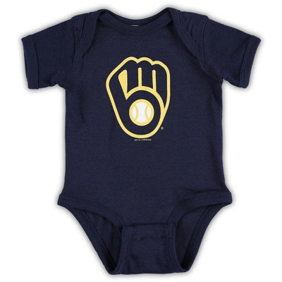Shop Soft As A Grape Newborn & Infant  Navy/royal Milwaukee Brewers 2-piece Body Suit