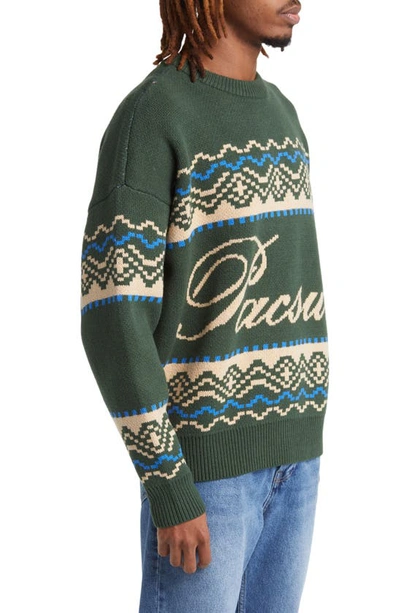 Shop Pacsun Fair Isle Crewneck Sweater In Green