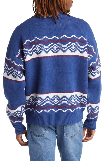 Shop Pacsun Fair Isle Crewneck Sweater In Blue