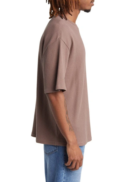 Shop Pacsun Boxy Waffle Knit T-shirt In Deep Taupe