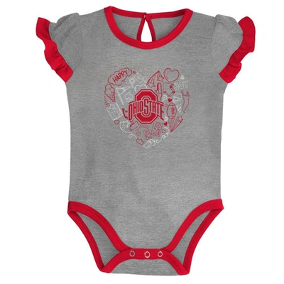 Shop Outerstuff Girls Newborn & Infant Scarlet/heather Gray Ohio State Buckeyes Too Much Love Two-piece Bodysuit Set