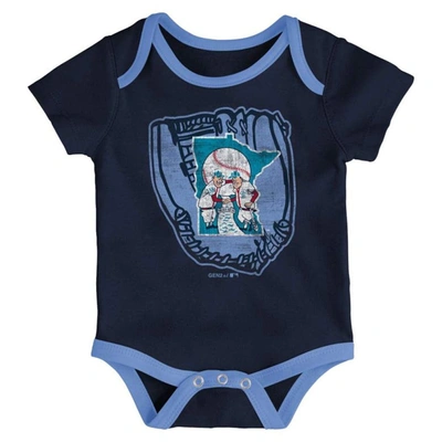 Shop Outerstuff Infant Navy/light Blue/cream Minnesota Twins Future #1 3-pack Bodysuit Set