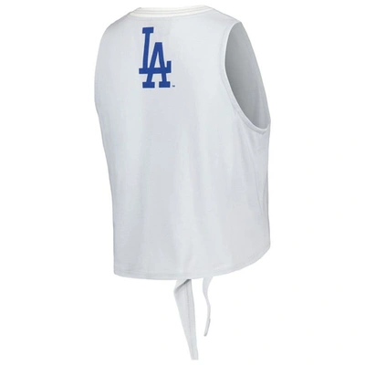 Shop The Wild Collective Gray Los Angeles Dodgers Twisted Tie Front Tank Top In White