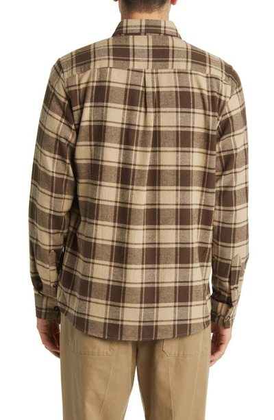 Shop Les Deux Kristian Check Flannel Button-down Shirt In Coffee Brown/ Dark Sand