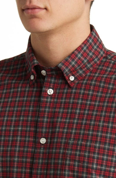 Shop Les Deux Kent Plaid Button-down Shirt In Red/ Black
