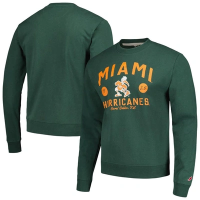 Shop League Collegiate Wear Green Miami Hurricanes Bendy Arch Essential Pullover Sweatshirt