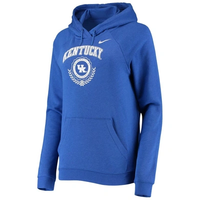 Nike Royal Kentucky Wildcats Varsity Fleece Tri-blend Raglan Pullover Hoodie In Royal