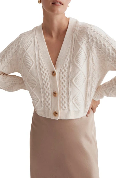 Madewell Cable Crop Cardigan In Antique Cream