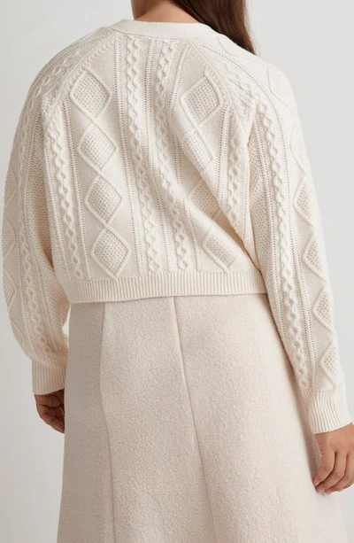 Madewell Cable Crop Cardigan In Antique Cream