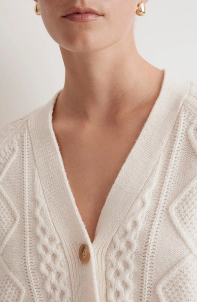 Madewell Cable Crop Cardigan In Antique Cream