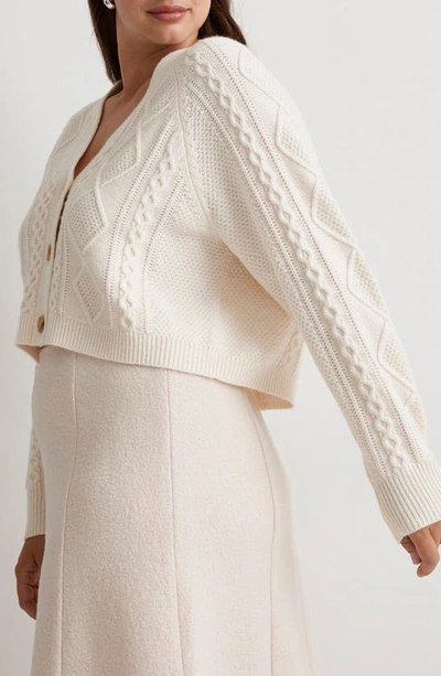 Madewell Cable Crop Cardigan In Antique Cream