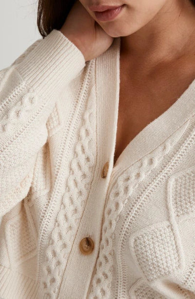 Madewell Cable Crop Cardigan In Antique Cream