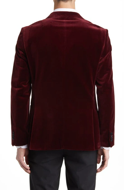 Shop Hugo Boss Hutson Silk Blend Velvet Dinner Jacket In Dark Red