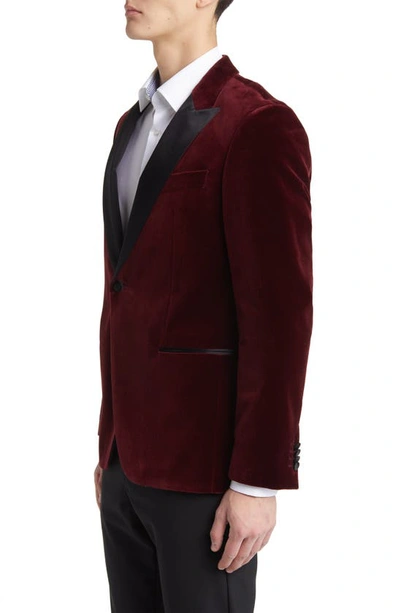 Shop Hugo Boss Hutson Silk Blend Velvet Dinner Jacket In Dark Red