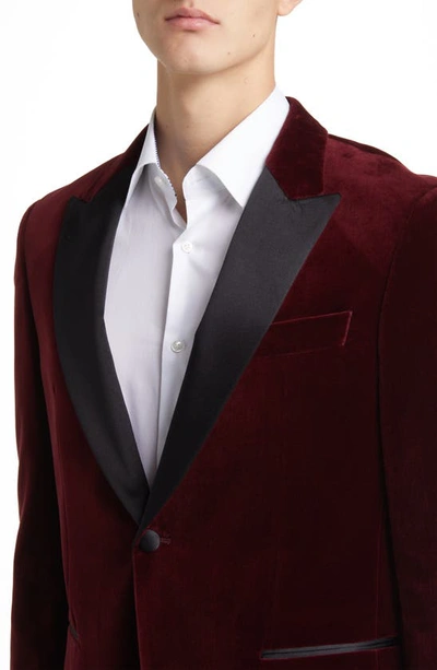 Shop Hugo Boss Hutson Silk Blend Velvet Dinner Jacket In Dark Red