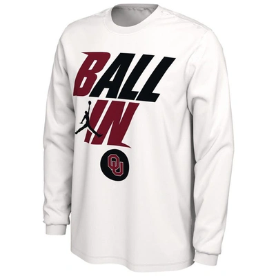 Shop Jordan Brand White Oklahoma Sooners Ball In Bench Long Sleeve T-shirt