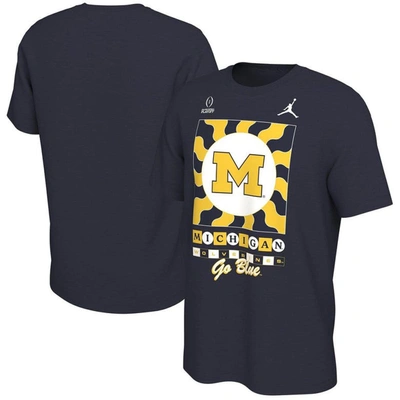 Shop Jordan Brand Navy Michigan Wolverines College Football Playoff 2022 Fiesta Bowl Media Night T-shirt