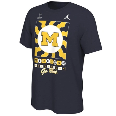 Shop Jordan Brand Navy Michigan Wolverines College Football Playoff 2022 Fiesta Bowl Media Night T-shirt