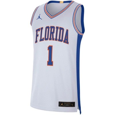 Shop Jordan Brand #1 White Florida Gators Retro Limited Jersey