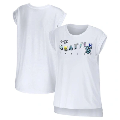 Shop Wear By Erin Andrews White Seattle Kraken Greetings From Muscle T-shirt