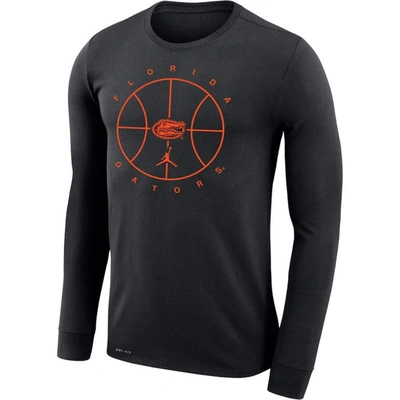 Shop Jordan Brand Black Florida Gators Basketball Icon Legend Performance Long Sleeve T-shirt