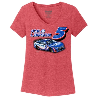 Shop Joe Gibbs Racing Team Collection Heather Red Kyle Larson One-spot V-neck T-shirt