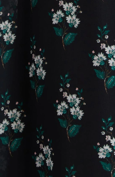 Shop Carolina Herrera Floral Print Long Sleeve Chiffon Midi Dress In Black Multi