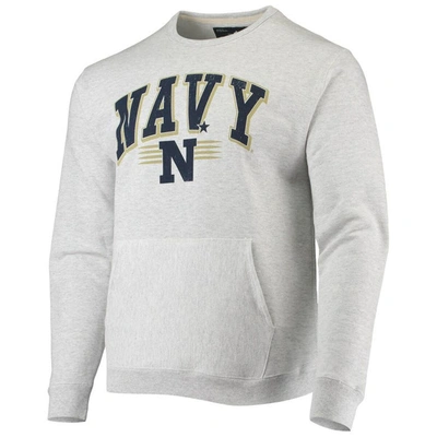 Shop League Collegiate Wear Heathered Gray Navy Midshipmen Upperclassman Pocket Pullover Sweatshirt In Heather Gray