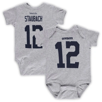 Mitchell & Ness Newborn & Infant  Roger Staubach Heather Gray Dallas Cowboys Retired Player Mainliner In Heather Gray