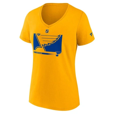 Shop Fanatics Branded Gold St. Louis Blues Authentic Pro Core Collection Secondary Logo V-neck T-shirt