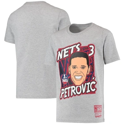 Shop Mitchell & Ness Youth  Drazen Petrovic Heathered Gray New Jersey Nets Hardwood Classics King Of The C In Heather Gray