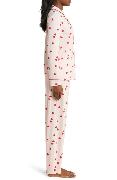Shop Nordstrom Moonlight Eco Knit Pajamas In Pink Lotus Heart Toss